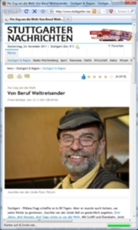 Per Zug um die Welt -  Von Beruf Weltreisender - Stuttgarter Nachrichten online - Frank Rothfuß vom 12.11.201